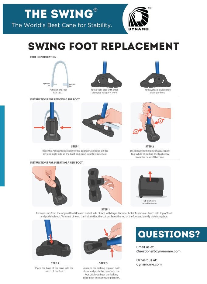 Dynamo Swing Cane Replacement Foot Replacement Part DynamoMe